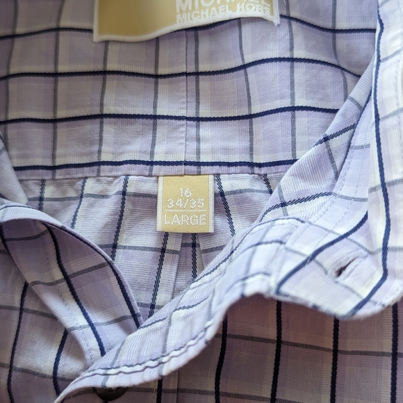 Michael Kors Men's Lavender Purple Plaid Button Down Shirt Size Large 16 34/35 - Picture 8 of 8
